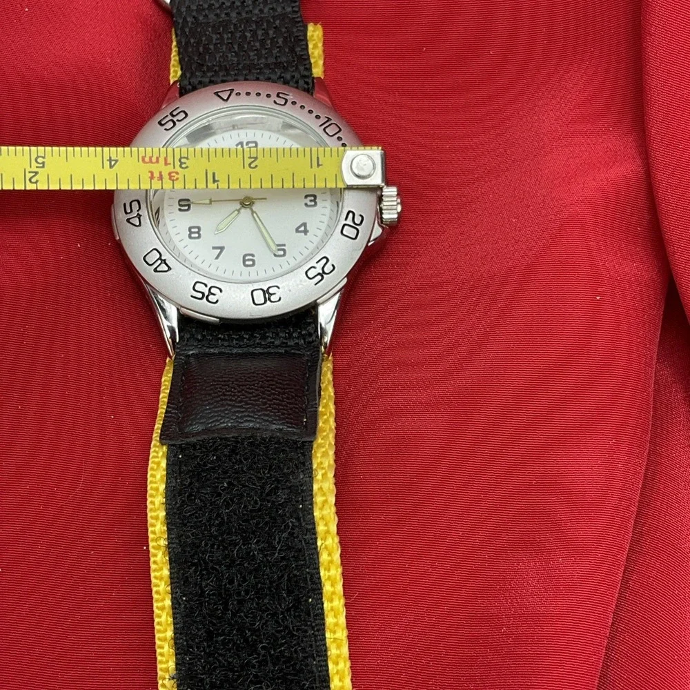 Black Yellow &‎ Silver Toned Wristwatch Luminous Hands New Battery